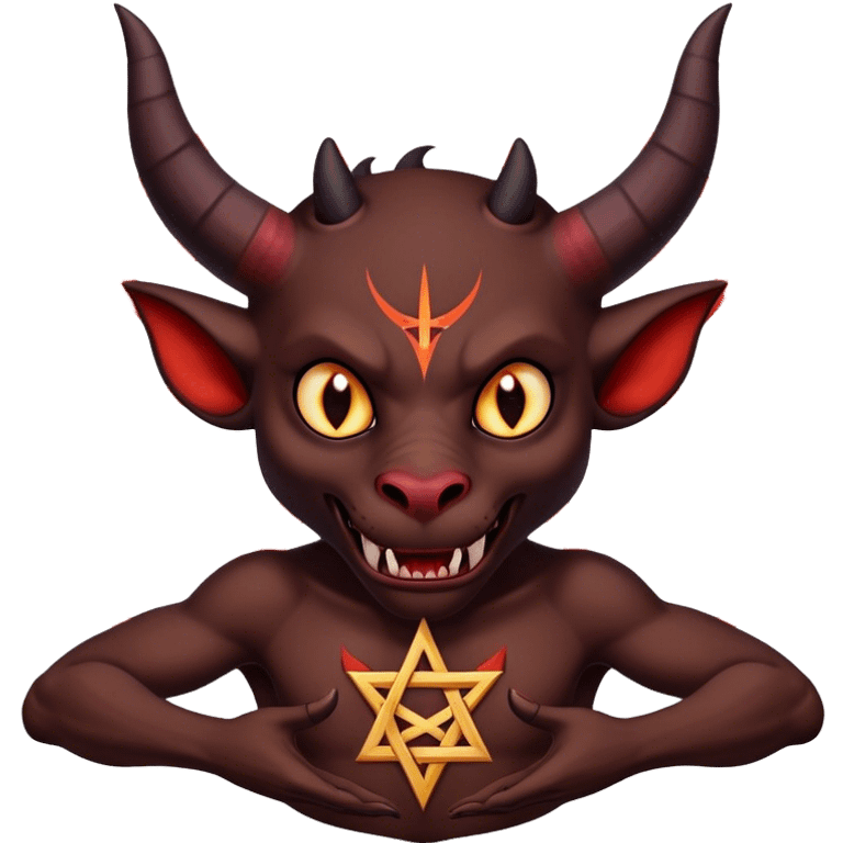 Devil holding inverted pentagram emoji