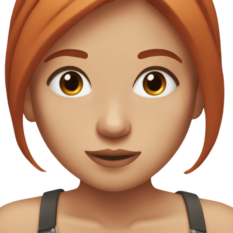 woman with straight red hair and some bange and small brown eyes with long lashes and rosie cheeks  emoji