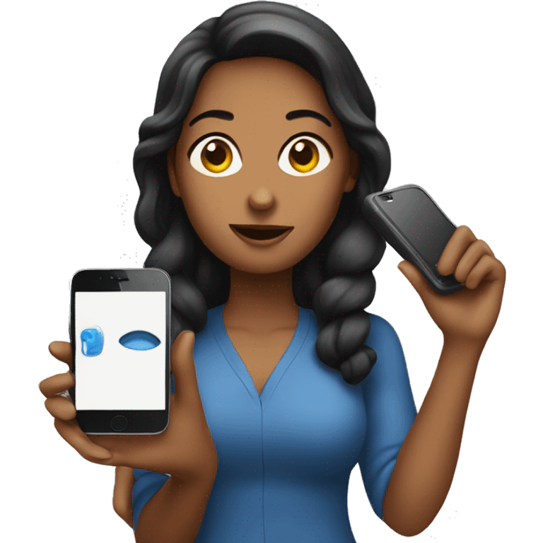 woman showing big phone emoji