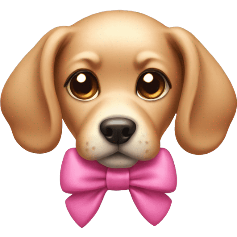 Pink bow dog  emoji