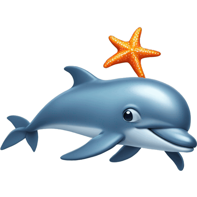 dolphin with a starfish on its head emoji