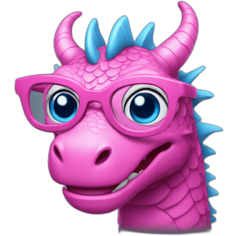 pink dragon with blue eyes glasses emoji