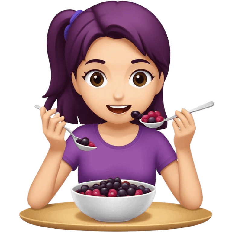 Girl eating acai bowl emoji