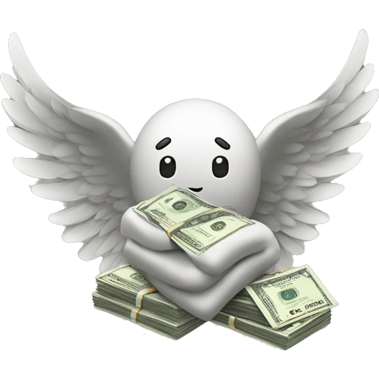 Stack of dollars flying with wings emoji