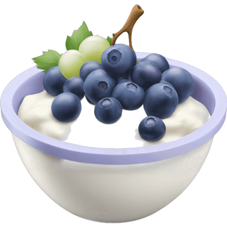 yoghurt bowl with grapes and blueberries emoji