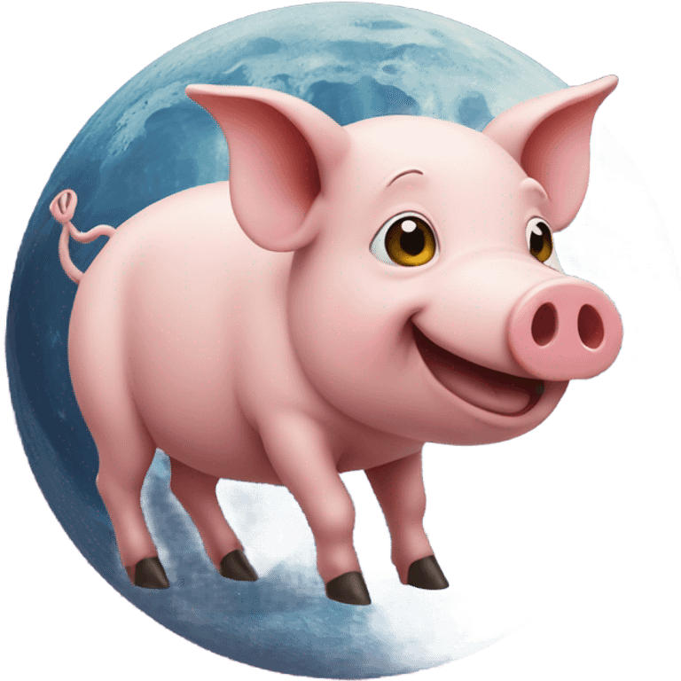 Pig on moon emoji