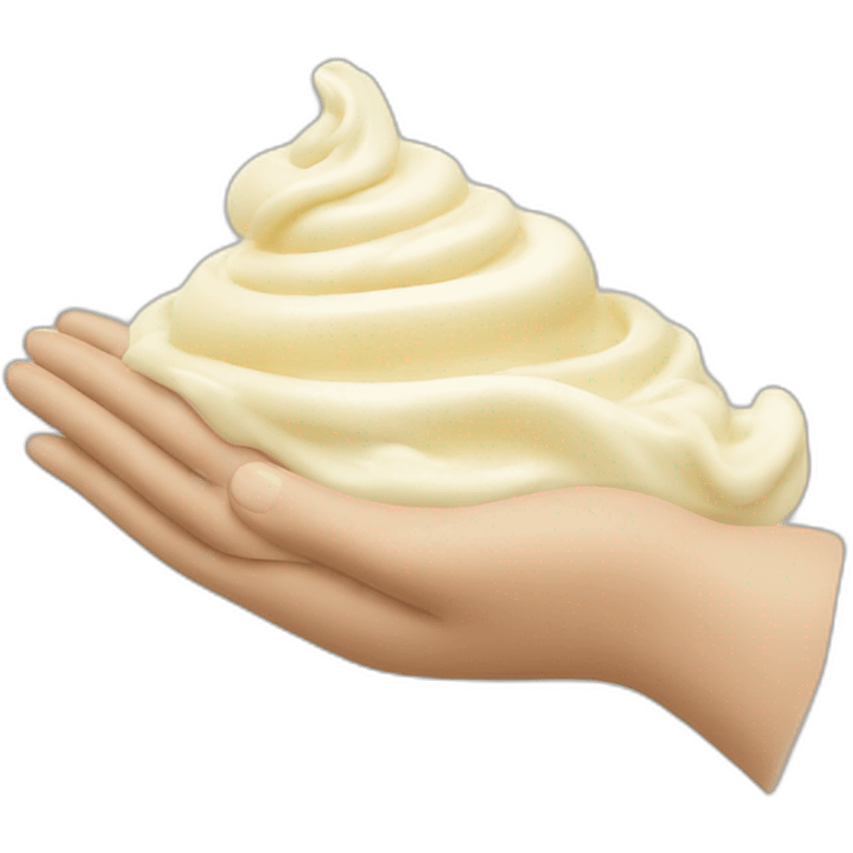 Cream and hand emoji