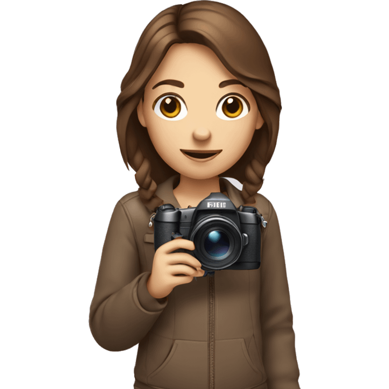 girl with brown hair holding a camera emoji