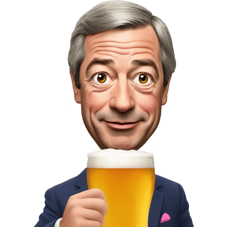 Nigel Farage drinking a beer emoji