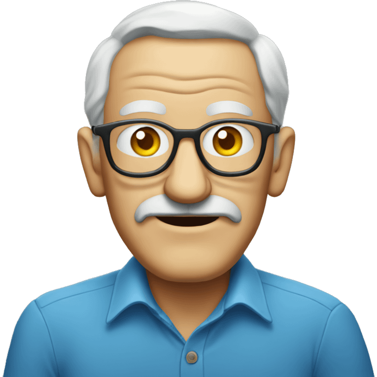 old man blue shirt portrait with beer emoji