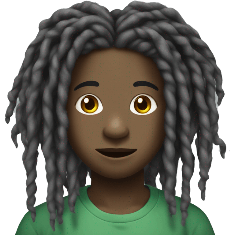 black boy with dreadlocs covering his face and  a silver cuban link chin emoji