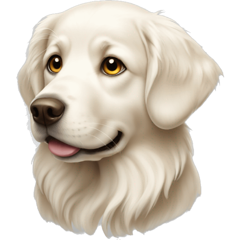 White golden retriever with brown eyes emoji