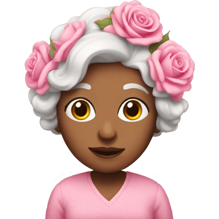 Pink granny with pink roses emoji