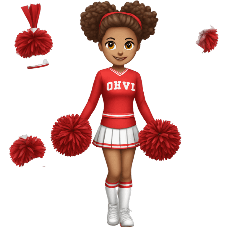 Girl cheerleader in red uniform pompoms emoji