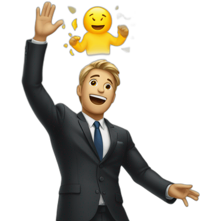 man in suit arms in the air summoning something emoji