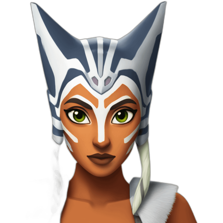 Sexy Ahsoka Tano posing (portrait, front facing, Apple iOS 17 style) (small horns) emoji