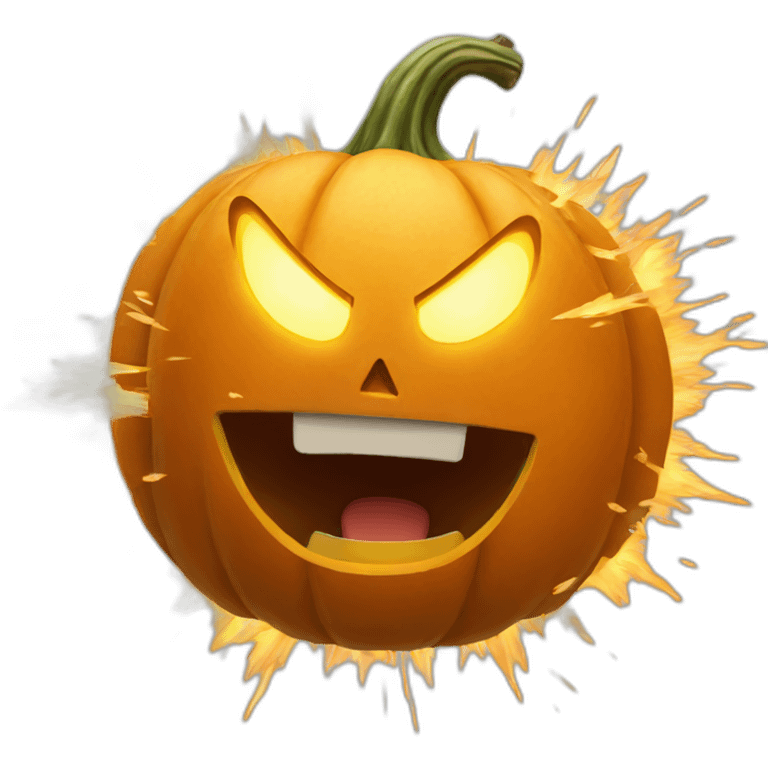 an exploding pumpkin with a shocked face emoji