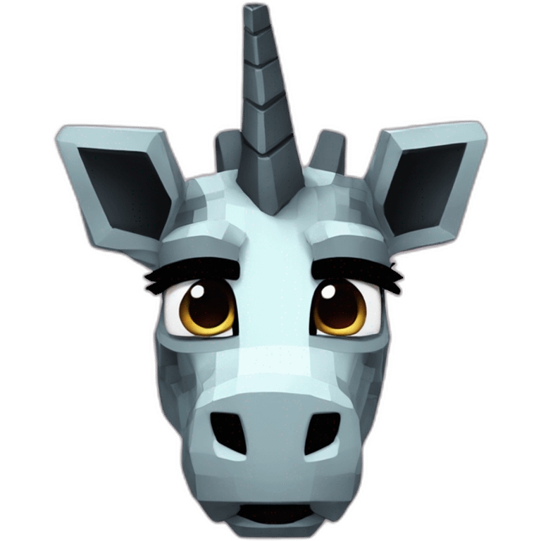 Minecraft Black Jiraffe Head With Diamond Unicorn Horn and Lazer Eyes emoji