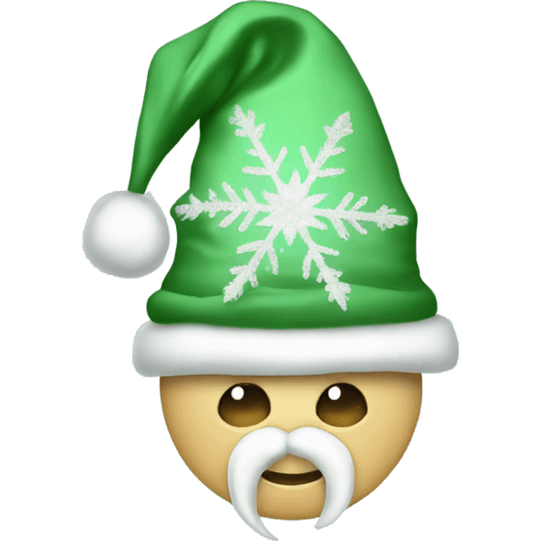 Sage green Santa hat with sparkly snowflakes  emoji