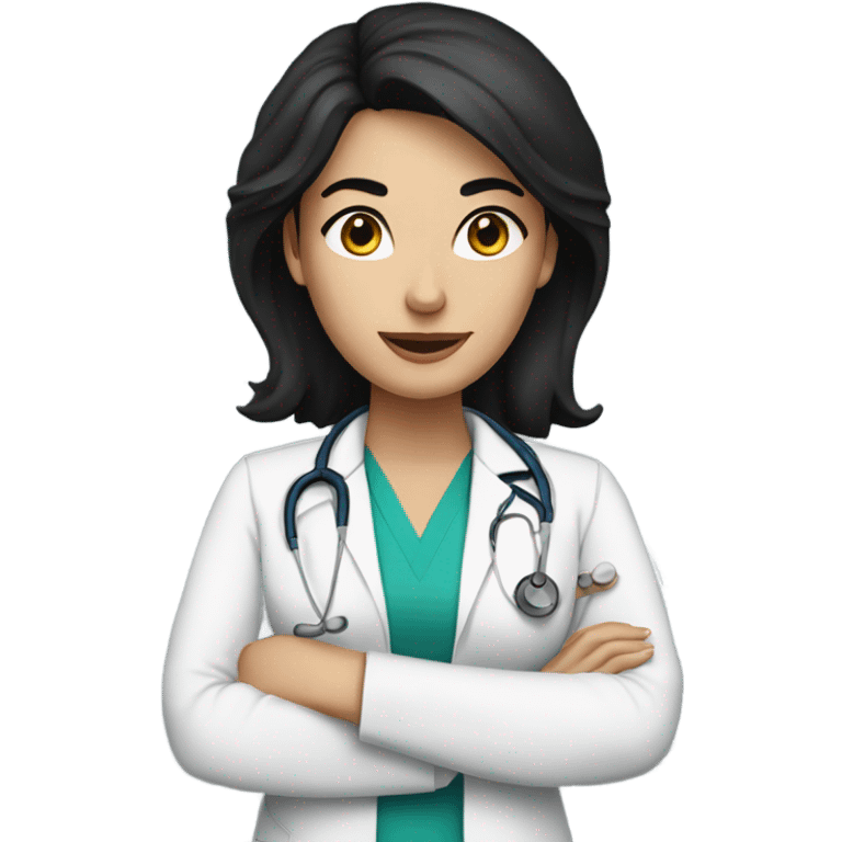 black hair Caucasian female doctor emoji