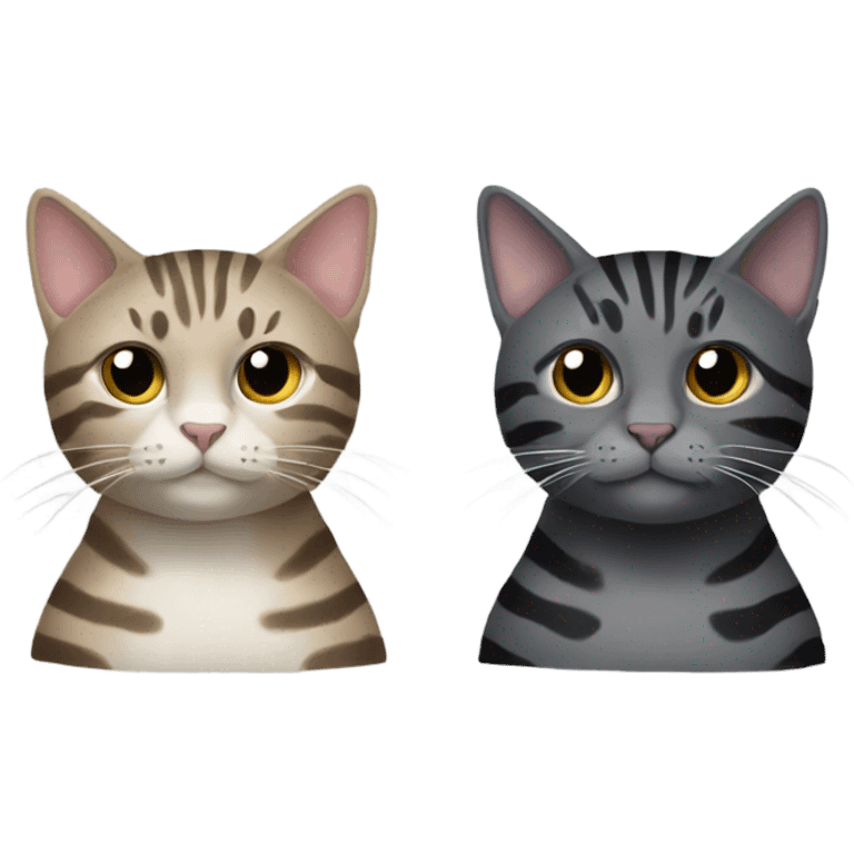 Two cats, one striped grey, one black. emoji