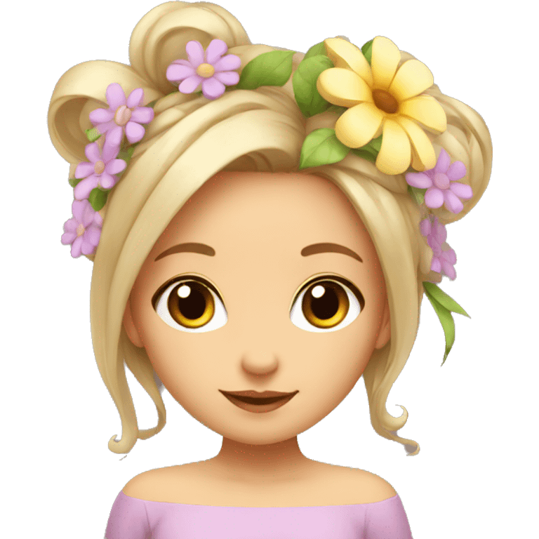 cute girl with flower on hair emoji