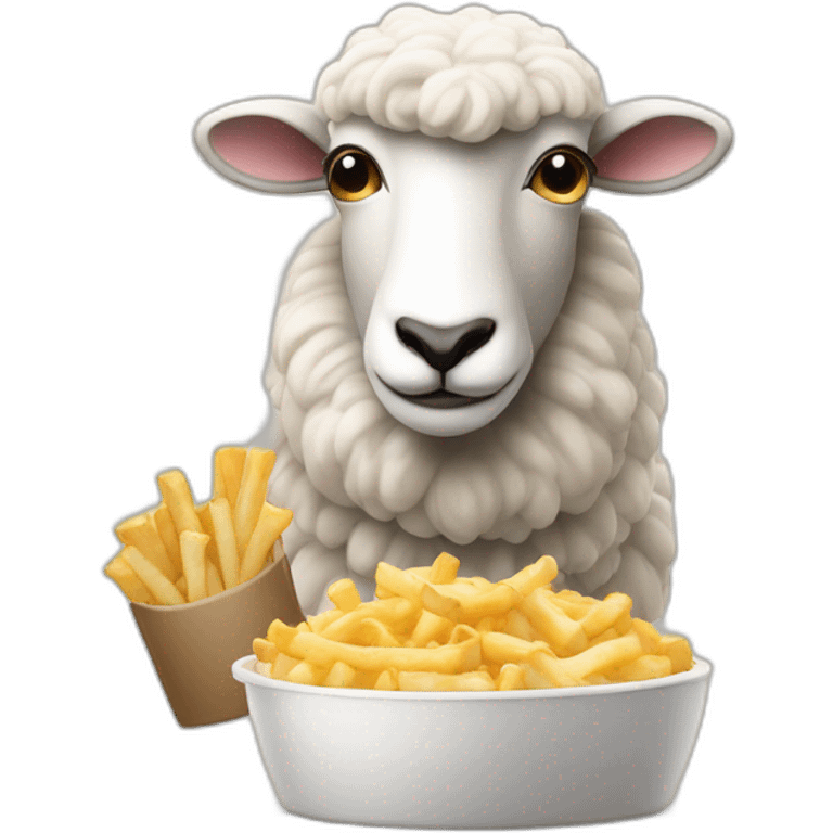 Moutons qui mange une poutine emoji