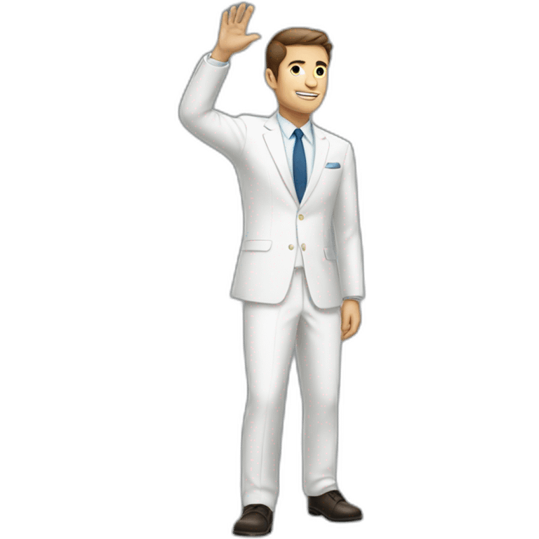 a white suit man with palm raised emoji