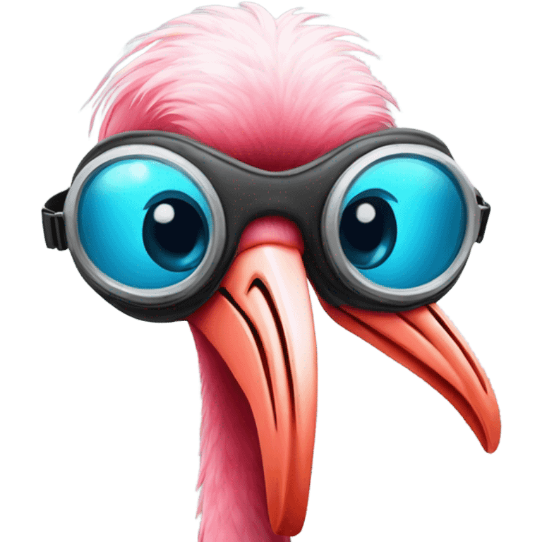 flamingo with goggles emoji