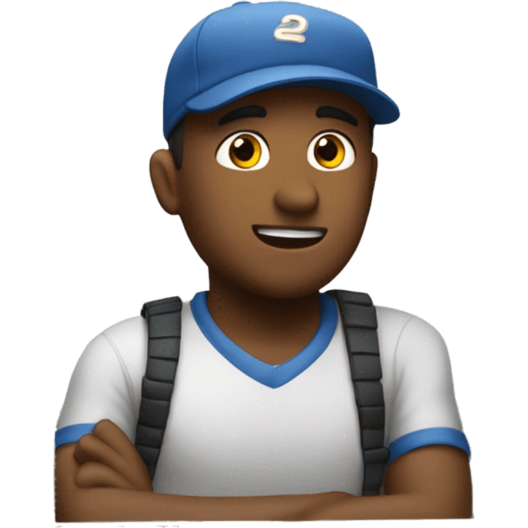 man with baseballcap looking to the right out of a window emoji