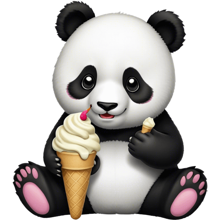 Panda eating ice cream emoji