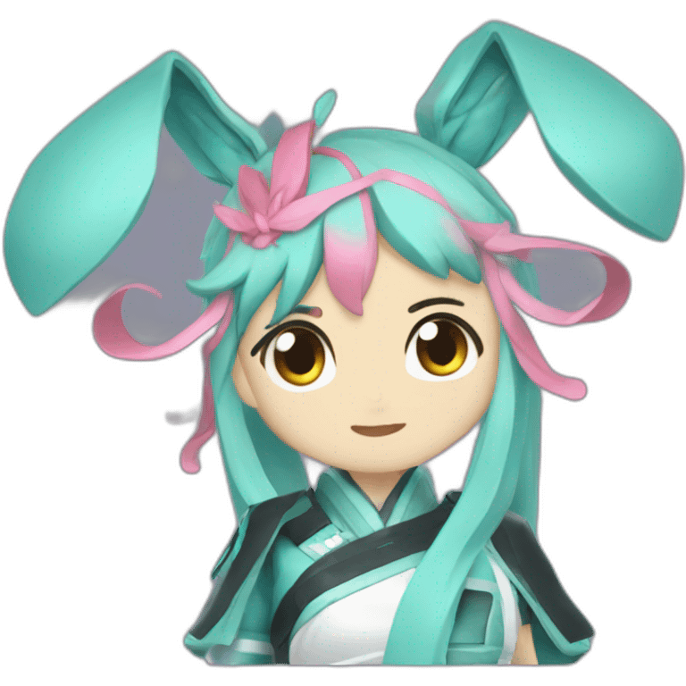 hataune miku fighting someone and winning emoji