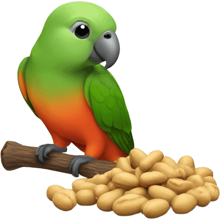 Red bellied parrot eating a peanut emoji