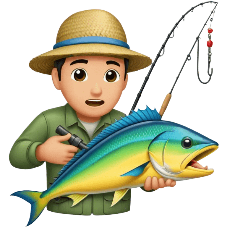 Fisherman sucking on Mahi Mahi emoji