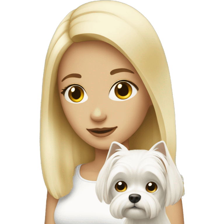 Blonde girl with maltese emoji