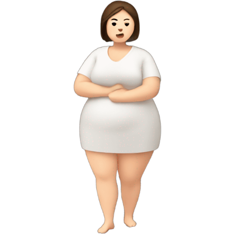 Obese woman with brown with a pile of sushi emoji