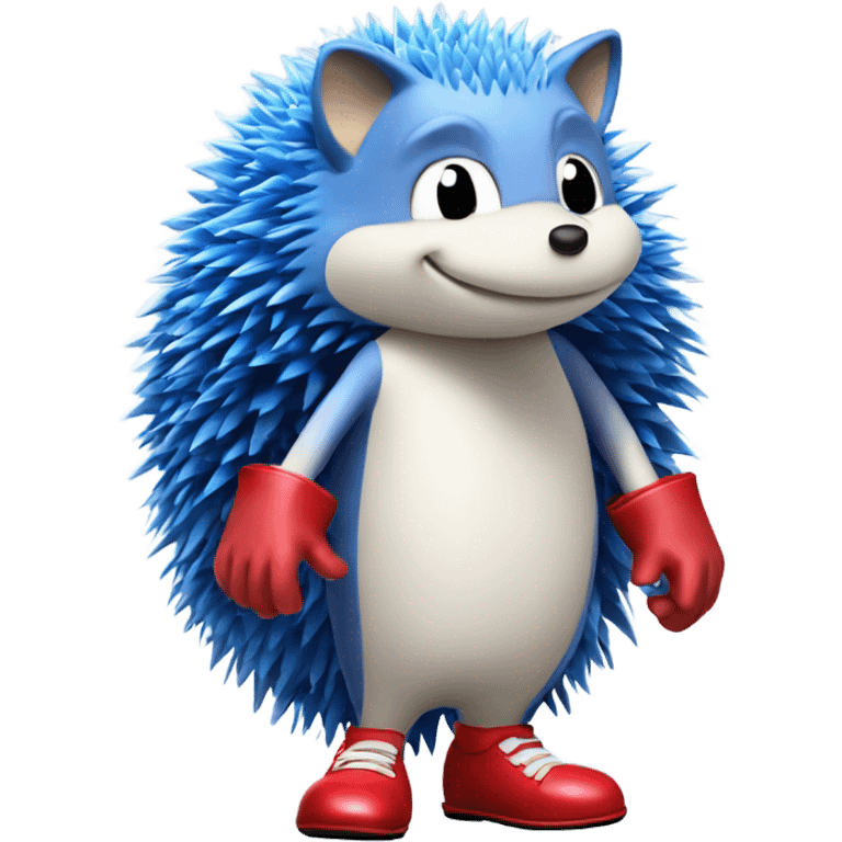 A blue hedgehog wearing white Gloves and red shoes emoji