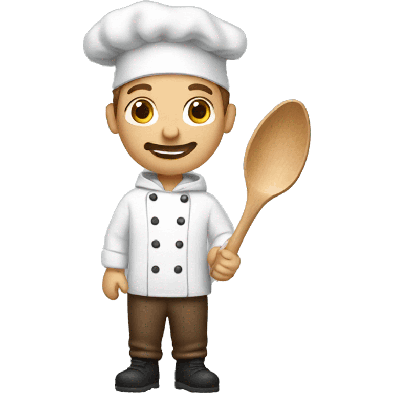 white chef with brown hoodie and a wooden spoon emoji