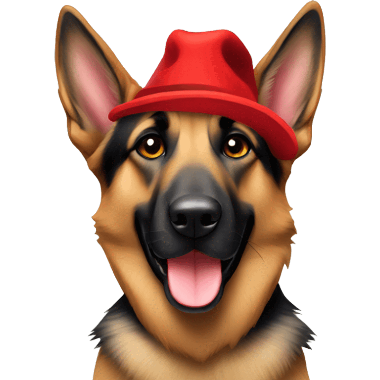 German Shepard with red hat  emoji