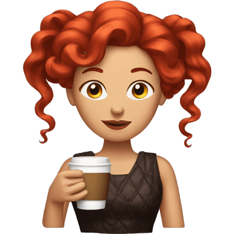 Red hair queen with coffee emoji