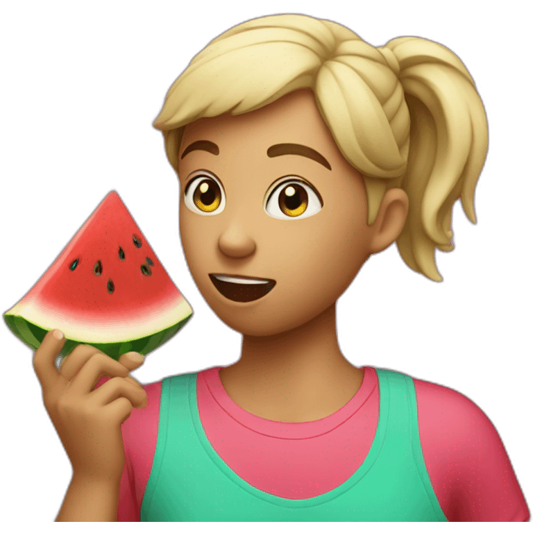 skater eating watermelon emoji