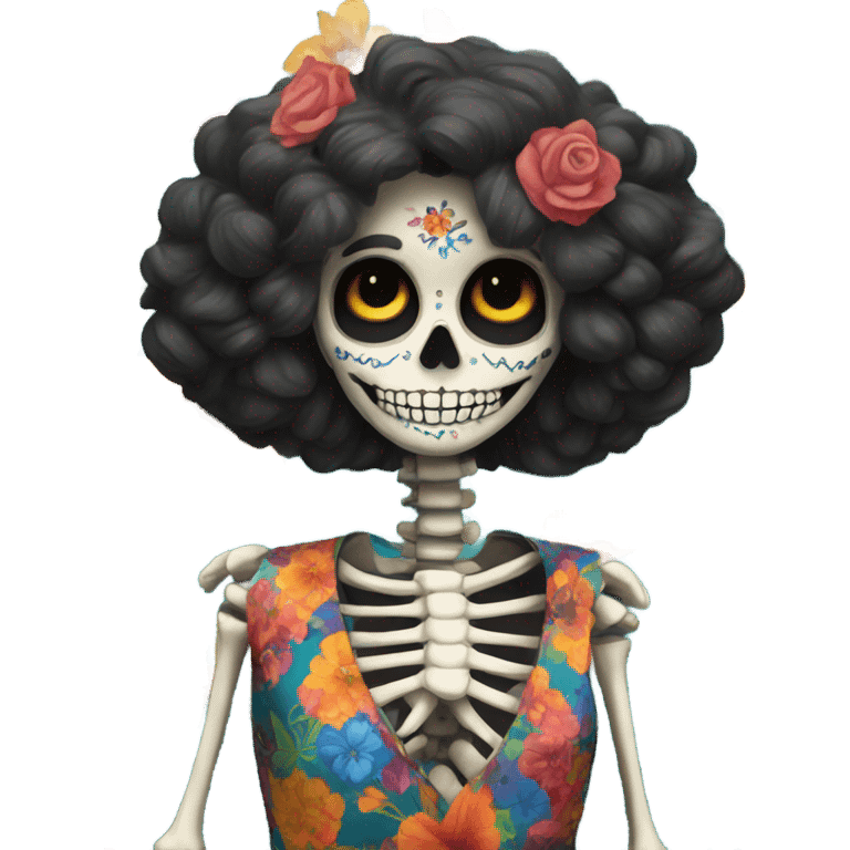 Skeleton wearing a dress to impress colorful flower dress  emoji