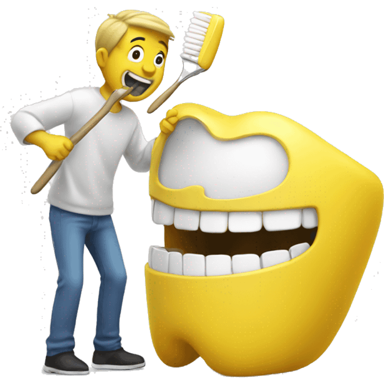 tooth brushing yellow guy  emoji