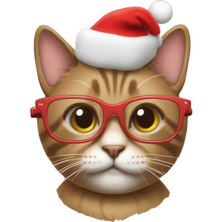 Cat with chrismas glasses emoji