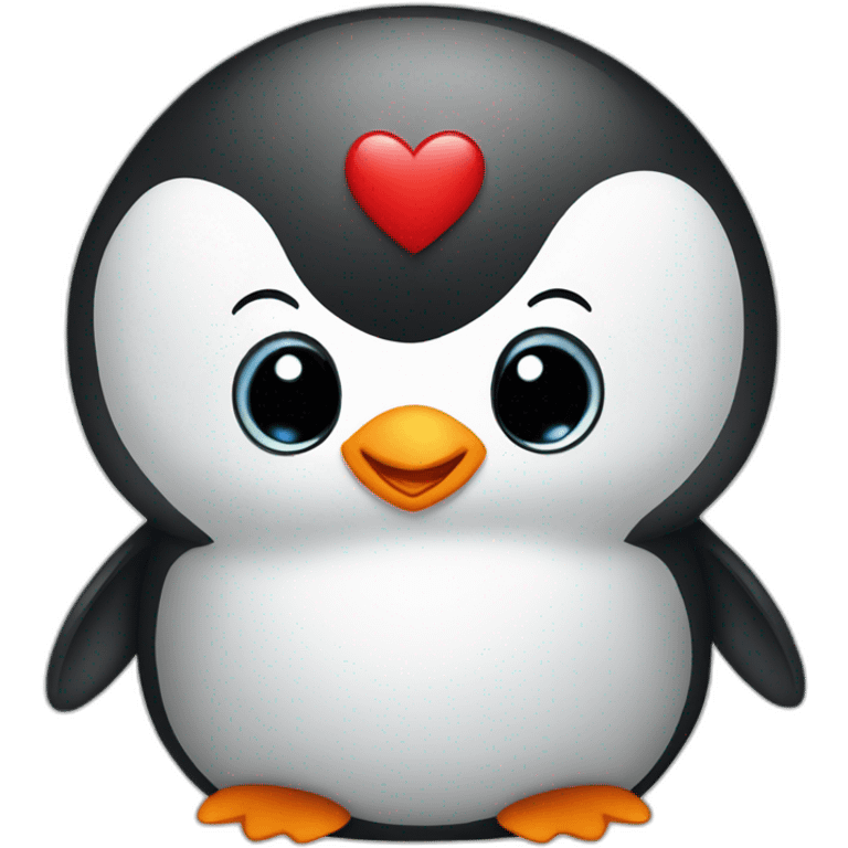 Adorable baby penguin in love with heart emoji