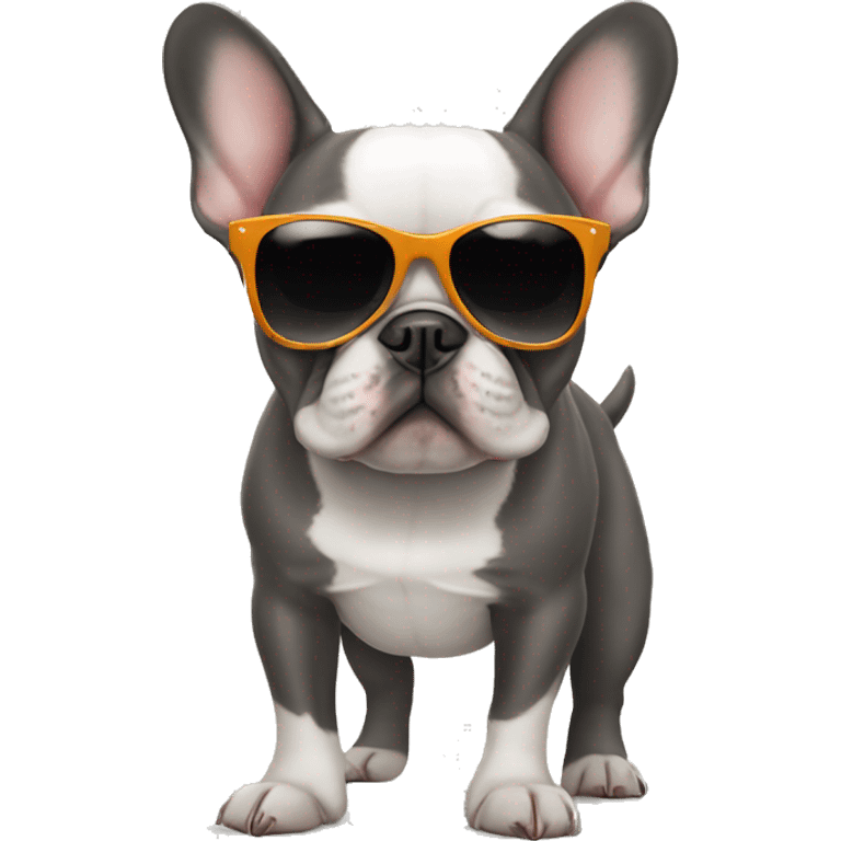 French bulldog wearing sunglasses emoji