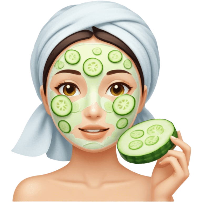 Girl with cucumber or doing skincare emoji