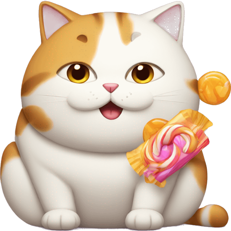 fat cat eating candy emoji