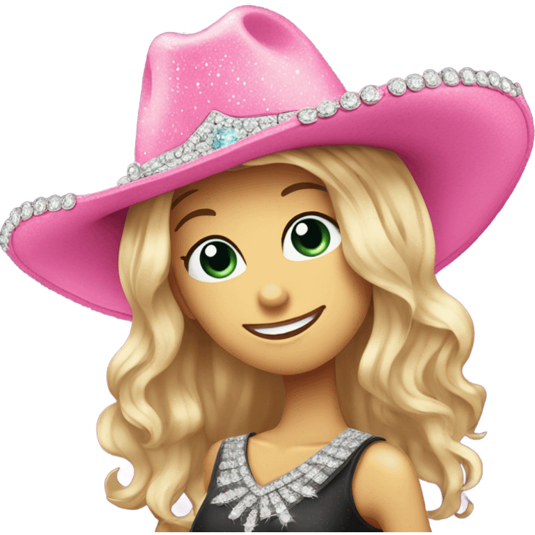 Sparkly pink cowgirl hat emoji