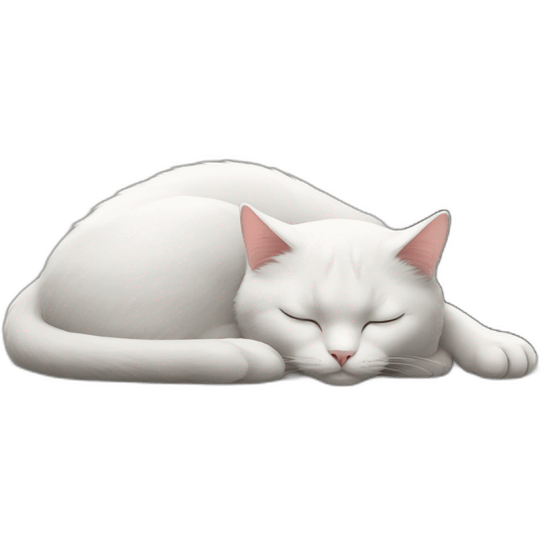 Totally white cat sleeping near by totally black cat emoji